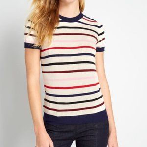 Modcloth Striped Short Sleeve Sweater